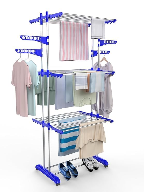 CHANT HARI Clothes Stand for Drying Stainless Steel 3 Tier Moveble