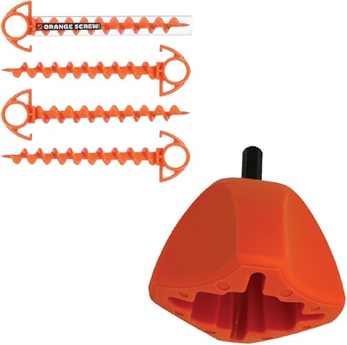 Orange Screw El paquete definitivo, paquete de 4 anclajes de tierra pequeños con destornillador 2.0, para una instalación rápida y fácil