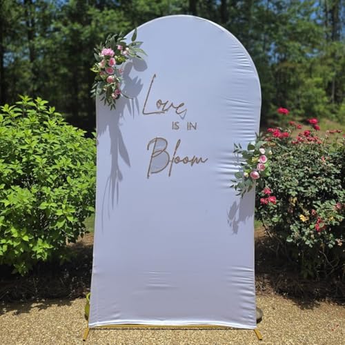 Image of Vincidern 6.6FT Arch Backdrop Stand and Cover Set, Metal Arch Stand with White Cover for Wedding, Party, Baby Showers, Graduation, Birthday, Event Backdrop Decorations