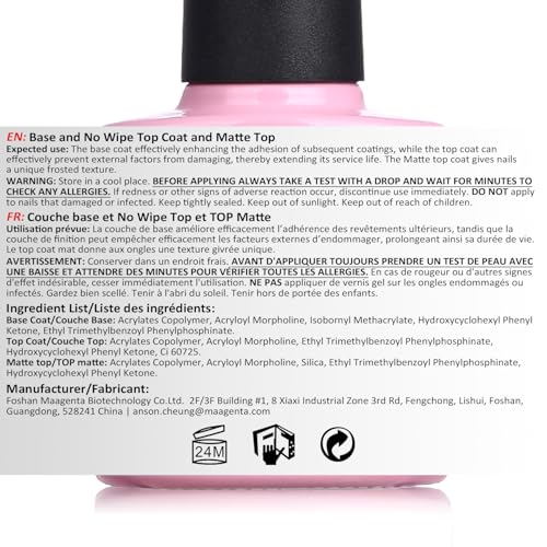 AIMEILI Base e Top Coat Extrabrilhos e Top Coat Fosco, 3x10ml Esmaltes de Unhas e Sem Limpeza, Conju