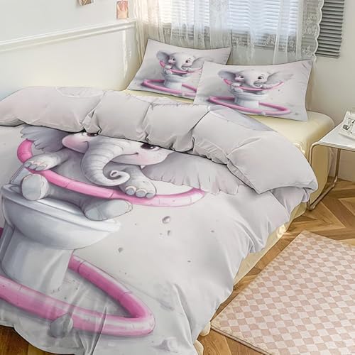 Funda nórdica de elefantes con 2 fundas de almohada de 80x80 cm en microfibra suave para niños 2