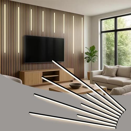 Black Wall Panels LED Lights,8PCS 3000K Self-Adhesive LED Light with Touch Switch for Wood Slat Walls,Under Cabinet Light