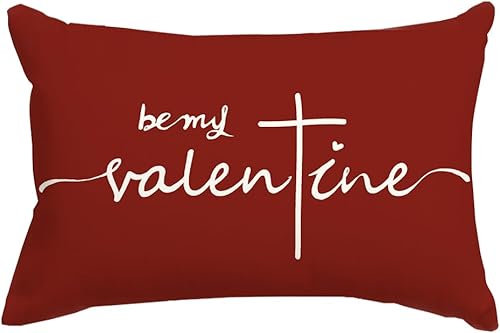 RABUSOFA Fundas de almohada rojas para decoración del día de San Valentín de 12 x 20 pulgadas, almohadas decorativas de terciopelo de San Valentín,