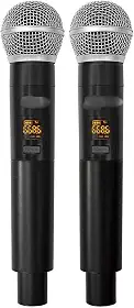 Microfone Sem Fio Profissional Duplo Dylan DW-602 Max – UHF com 26 Canais, Visor Digital e Cápsula Cardioide