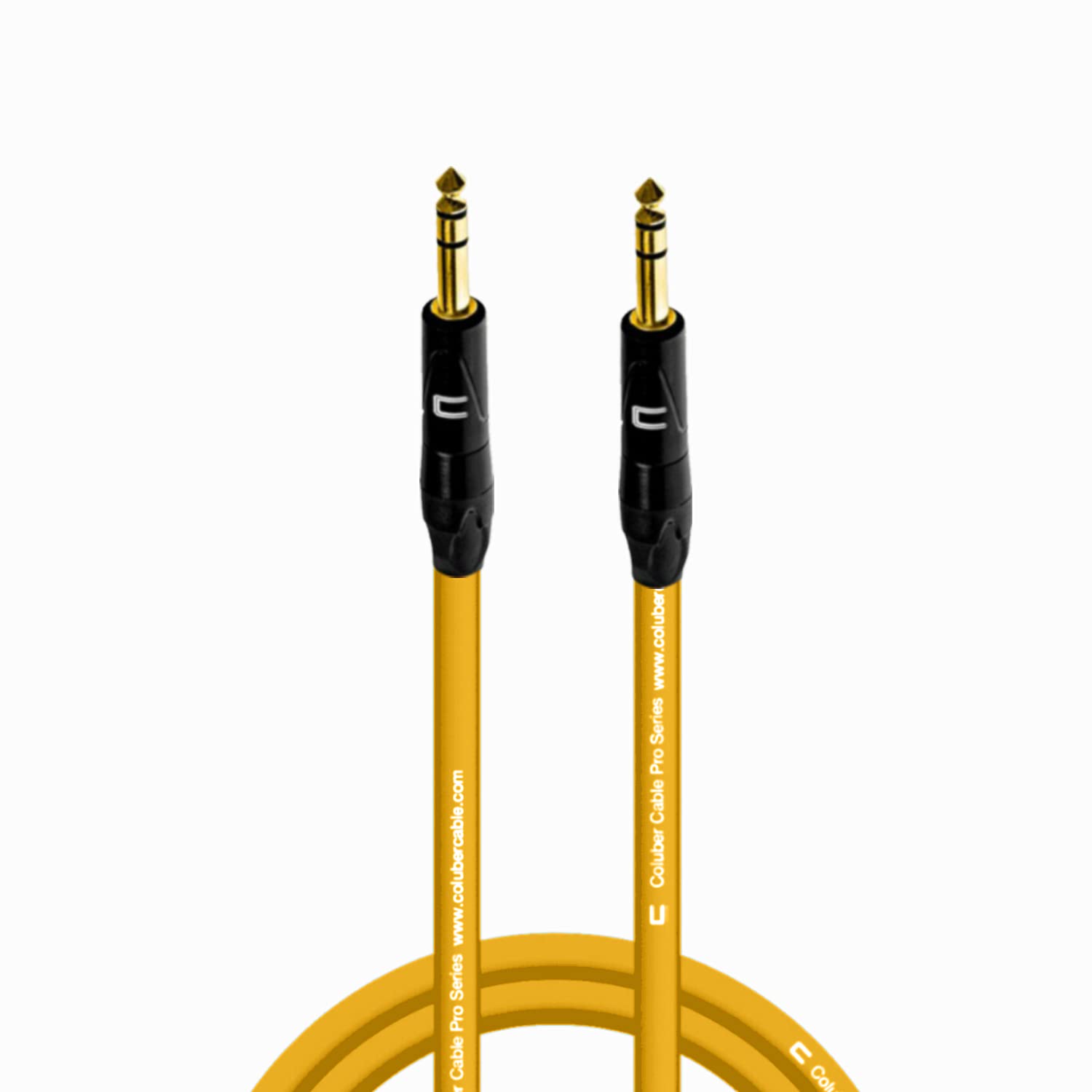 COLUBER CABLE 1/4 TRS Male to 1/4" TRS Male - 3 Feet - Yellow - 1/4 (6.35mm) Stereo Balanced Male to Male Connector for Powered Speakers, Audio Interface or Mixer for Live Performance & Recording