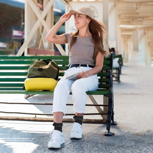 Giantree 3 Pairs Women Frilly Lace Ankle Ruffle Socks, Soft Comfortable Cotton Cute Princess Lolita Socks (Black)4