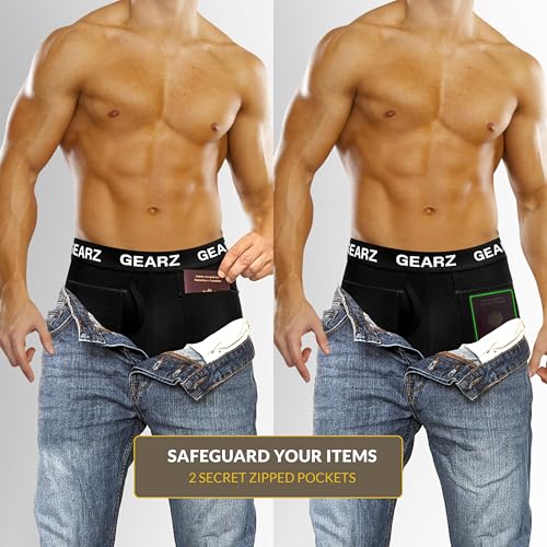 GEARZ 4 Packs Men's Hidden Pocket Boxer Briefs with Fly - Pickpocket Proof Travel Underwear Pockets - Anti Theft Wallet2
