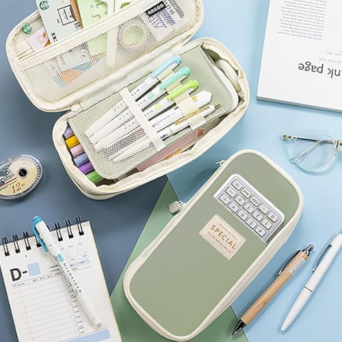 Image of Zqiue Big Capacity Pencil Cases with Compartments Pencil Pouch Aesthetic for Kids Teen Students, Expendable Stationery Organizer Pen Bag for College School Office