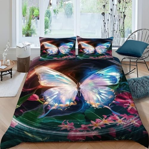 Parure de couette animal papillon thermorégulatrice et infroissable en microfine 220x240 - 2