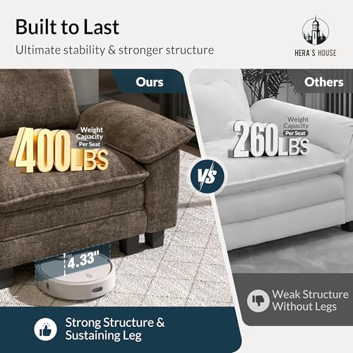 Image of HERA'S HOUSE 158 inch Oversized Modular Sectional U Shaped Sofa,Chenille Taupe | 6-Seater Living Room Couches, Wider Armrest and Deep Seat, Comfy Cloud Couch with Ottoman, Grayish Brown