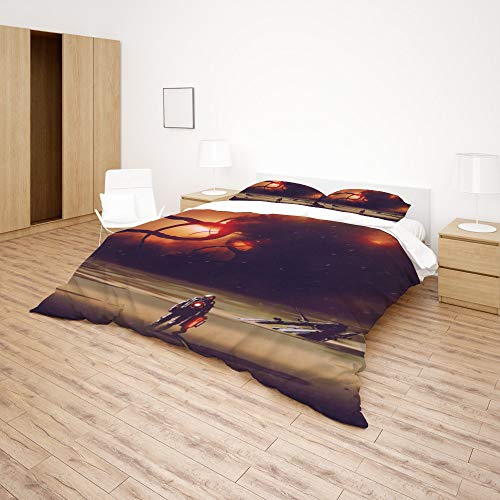 Housse de couette astronaute parure de lit microfibre 3 pièces monster - 5