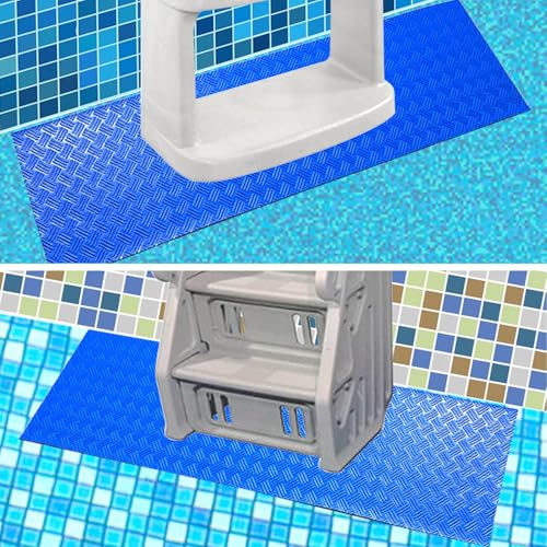 Alfombrilla protectora para escalera de piscina 36x9 pulgadas azul miniatura 6