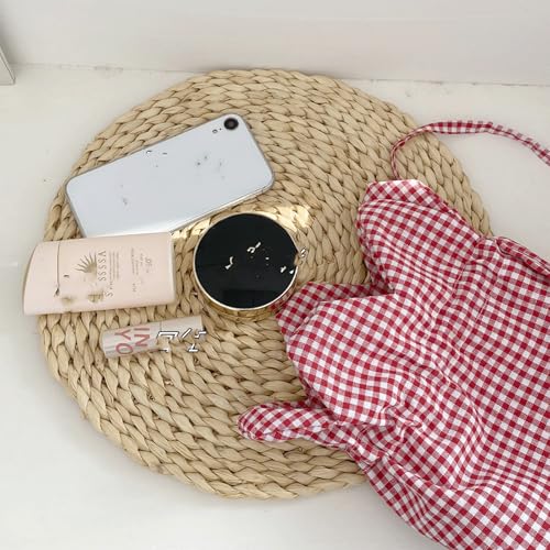 Checkered Handbag Bow Drawstring Shoulder Bag for Women Satin Bucket Purse Cute Crossbody Bowknot Handbag Gingham Flower Bag4