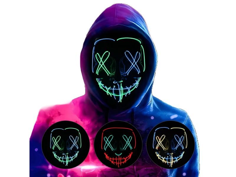 Image of LED Light Up Mask for Halloween, Neon, and Bachelor Party Decoration