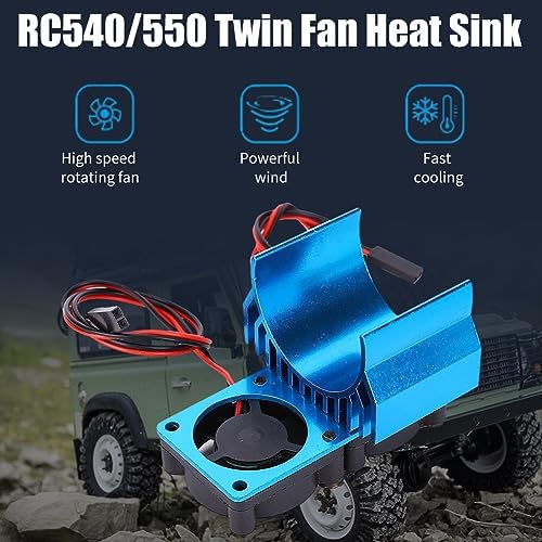 Twin Cooling Fan Heatsink For 1/10 Scale RC Car Motors 540/550 Size - Aluminum Alloy, 5-6V, Silver, Prevents Overheating