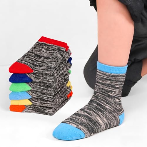 Image of 12 Pairs Kids Cotton Crew Socks, Unisex School Socks Ages 1-13
