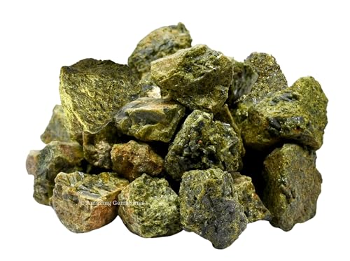 Green Tourmaline in Matrix Raw Crystals and Healing Stones, Natural Rocks for Tumbling and DIY Raw Stones and Crystals (1 lb)