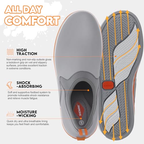 Showave Deck Shoes for Men Waterproof Garden Boots Slip-on Rain Shoe Breathable Rubber Fishing Shoes for Outdoor Mud Walking2