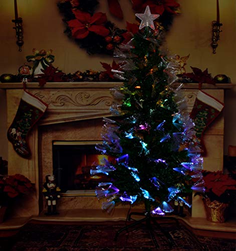 Pre Lit Artificial Christmas Tree 5 Foot Fiber Optic Xmas Tree With Color Changing Led Lights And Metal Stand #TOP4