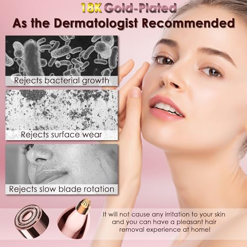 Image of Gen 3 Replacement Heads for Finishing Touch Flawless, 18K Gold Painless Facial Hair Remover Blades with Exclusive Eyebrow Trimmer Head, 2 Facial + 2 Eyebrow Replacement Heads Set for Women