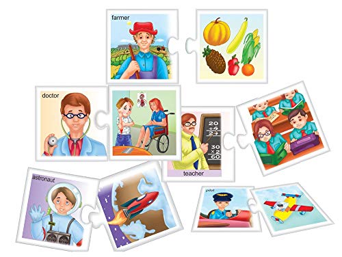 Image of Creative's Our Helpers Preschool Matching Puzzles Game for Kids, 24 Self-Correcting 2-Piece Puzzles, Community Helpers & Occupation, Learning Educational Toy for Boys & Girls Ages 4+