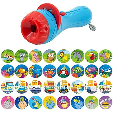 Kids Projector Torch Projector, 32 Images Slide Projector Torch Light Lighting Story Torch Flashlight Luminous Toy For Over 3 Years Old, Animal World, Transportation, Space Universe, Underwater World Cover