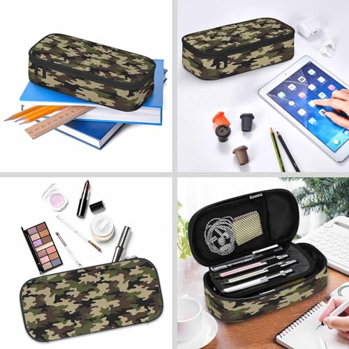 Image of Camouflage Pencil Holder Bag Brown Green Abstract Modern Pattern Pencil Case College Office School for Teens Boy Girl