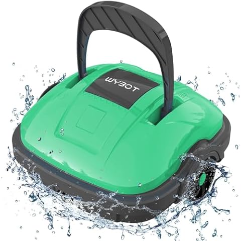 WYBOT Cordless Robotic Pool Vacumm,Dual Powerful Suction Ports，Ideal Self-Parking Pool Cleaner for Above Ground/In-Ground Flat Pools up to 532 Sq.Ft，with Dual-Motors-(GreenGray), Osprey 200-110208-B Cover