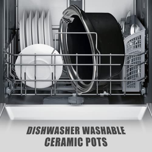 Triple-Slow-Cooker-3-X-15QT-Mini-Individual-Pots-with-Adjustable-Temp-Dishwasher-Safe-Portable-Buffet-Server-and-Warmer-Safe-Ceramic-Pots-Glass-Lid-Stainless-Steel