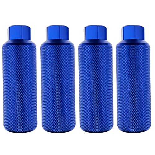 Zelerdo 2 Pairs Aluminum Alloy Bike Pegs for Mountain Bike Cycling Rear Stunt Pegs Fit 3/8 inch Axles (110x38 mm) (Blue)