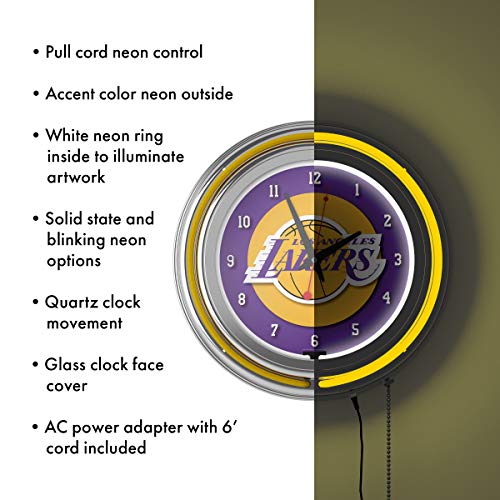 Los Angeles Lakers Nba Chrome Double Ring Neon Clock #TOP3