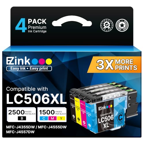 Image of LC506XL Ink Cartridges Replacement for Brother LC506 XL MFC-J4555DW | For Brorther LC506 Ink Cartridges use with MFC-J4355DW MFC-J4555DW MFC-J4557DW MFC-J5010DW MFC-J5110DW Printer (4 Pack)