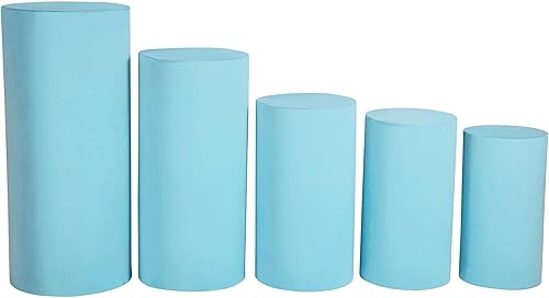 Miniatura 2 de 1 juego de fundas de elastano para soportes de pedestal de cilindro de metal, 5 piezasjuego, solo fundas de color azul bebé, soportes de pedestal de