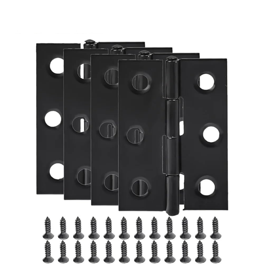 Udhsnjzg 4Sets Door Hinges 1-10Pcs Black Door Hinges Stainless Steel Furniture Butt Hinge Window Cabinet Drawer Flat 2-Inch Hardware Tool(4Sets)