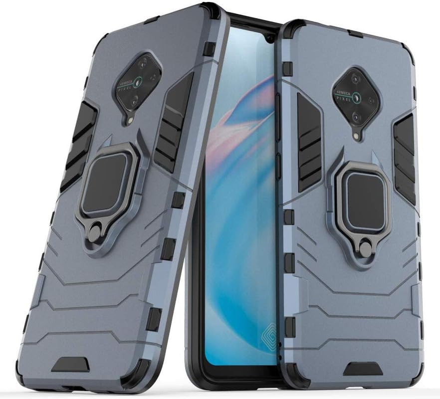 Helix Vivo 1920, Premium Real Hybrid Shockproof Bumper Defender Cover, Kickstand Hybrid Desk Stand Back Case Cover for Vivo 1920 - Robot Blue (B09FFNR69F) Amazon Price History, Amazon Price Tracker