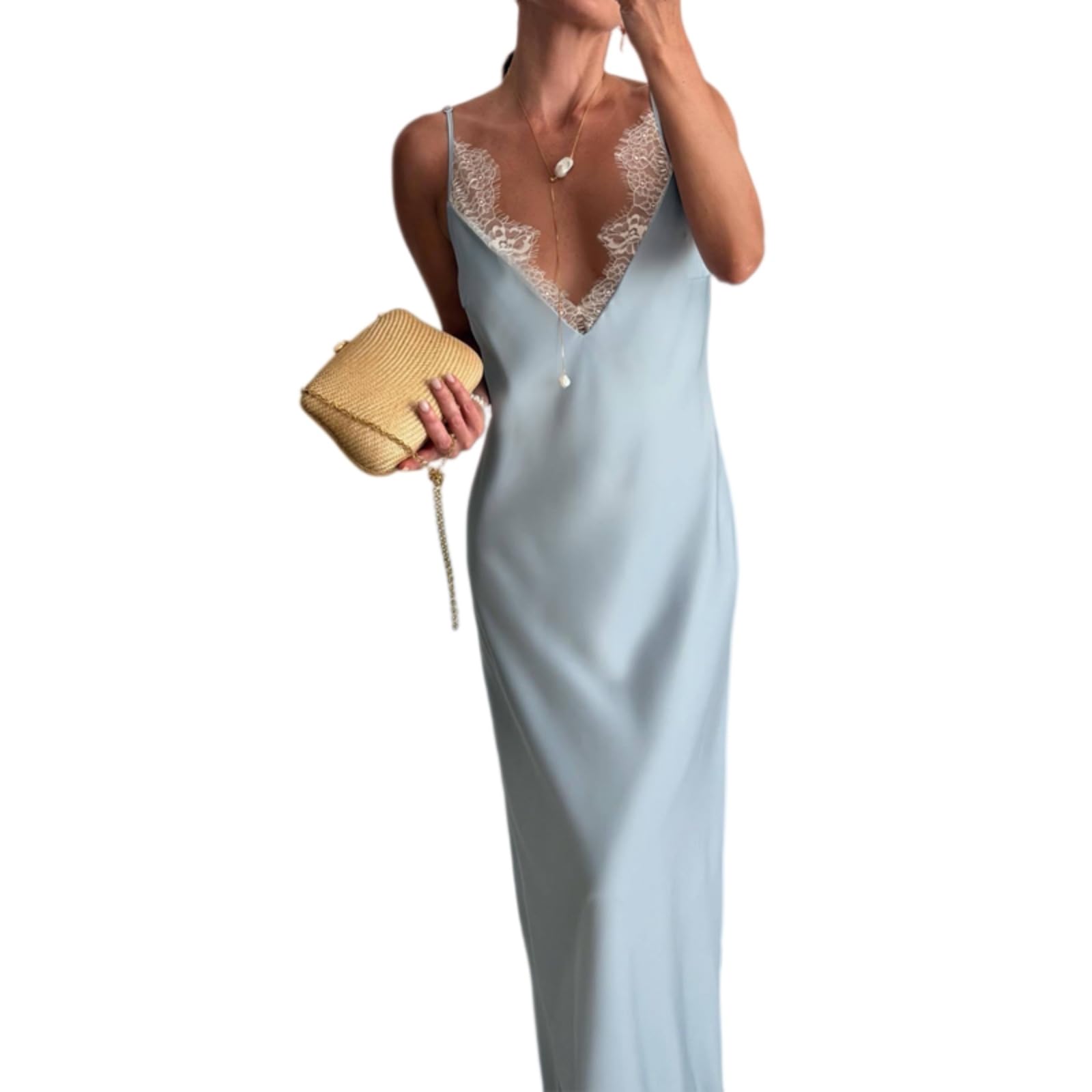 Vestito Vestido Estivo Femminile Sexy, Colore Solido Slim Fit Hollow out Design per La Festa di Spiaggia E Abito Vacanza-02 Yellow-XXL