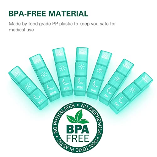 Image of BUG HULL Weekly Pill Organizer 3X a Day, Daily 7 Day Medicine Pill Organizer 3 Times a Day, Travel Pill Case Container for Vitamins, Supplements