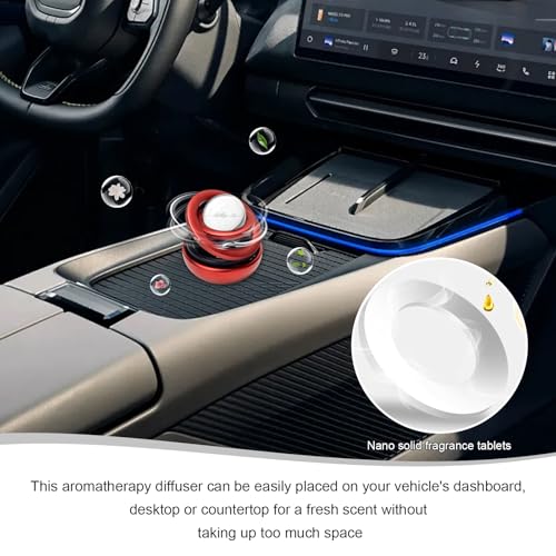 Image of Car Solar Energy Air Freshener, Solar Powered Rotating Air Purifier Aromatherapy Diffuser, Rotatable Interior Fragrance for Car Office Home Decoration, Car Accessories (Red)