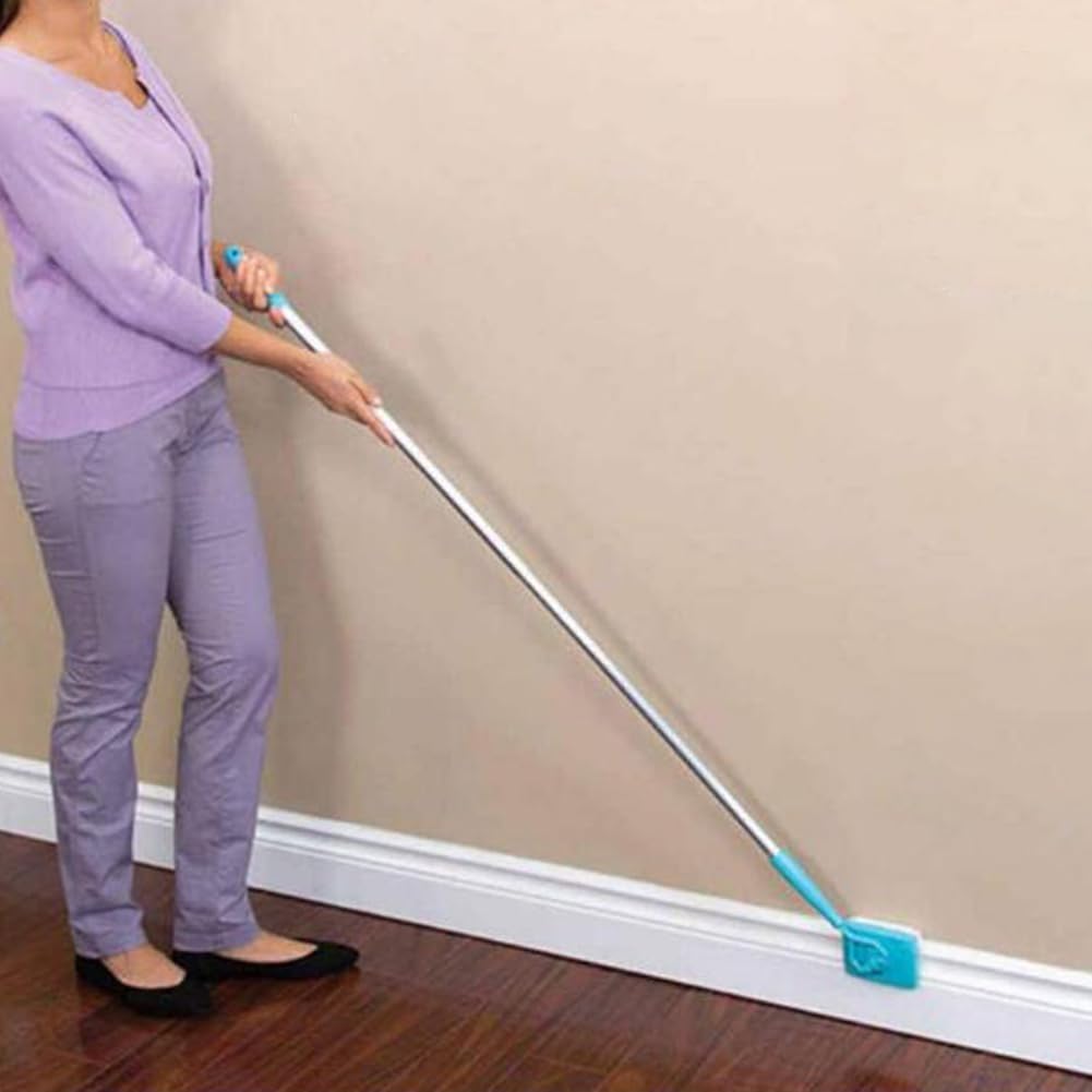 Fregona limpiadora giratoria de 360° para zócalos de pared, cepillo extensible de microfibra para polvo y herramienta de fregado, versátil solución de limpieza de suelos y ducha húmeda/seca