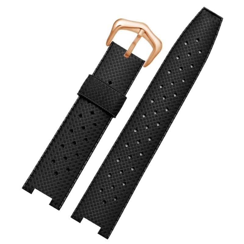 Bracelet de montre en caoutchouc pour Cartier Pasha noir 20mm
