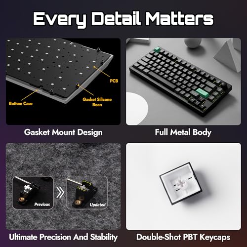 Image of LEMOKEY P1 HE 75% Wireless Custom Mechanical Gaming Keyboard with Gateron Double-Rail Magnetic Switches Full Assembled Knob Version - Black
