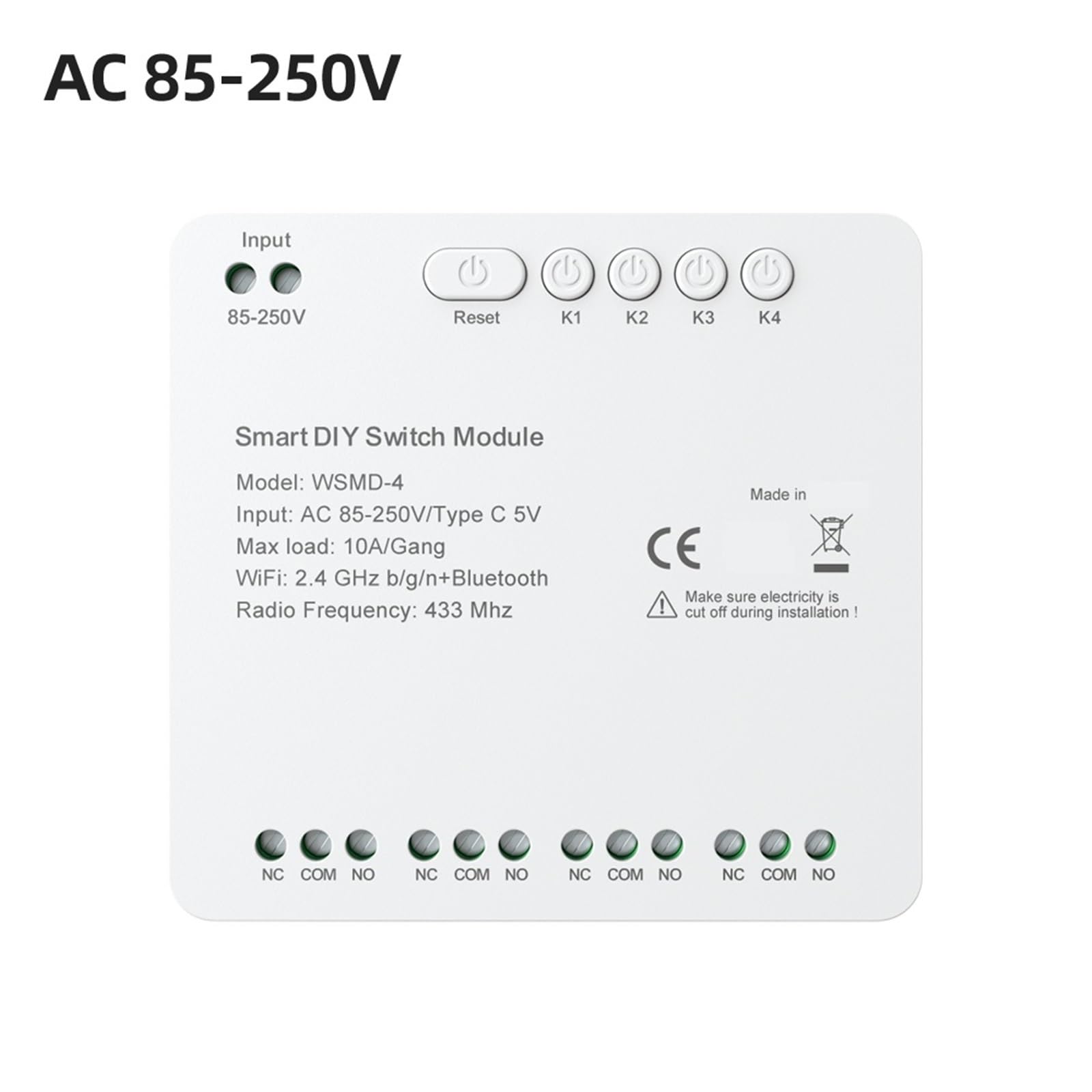 4-kanałowy moduł przekaźnika suchego 250 V, Tuya Smart WiFi bezprzewodowy pilot zdalnego sterowania, kompatybilny z Alexa i Google Home (wersja Zigbee 250V)