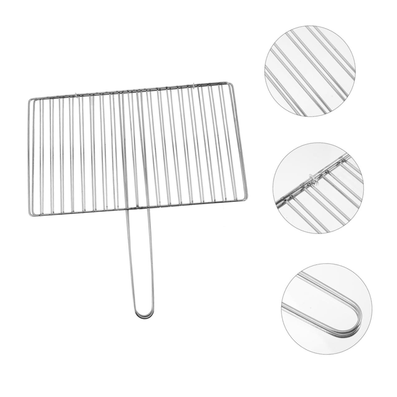 TOYANDONA Cestello per Griglia in Acciaio Inox Spesso per Barbecue All'aperto, con Manico Ergonomico, Rete Antiaderente per Pesce, Carne e Verdure, Accessorio per Grigliate da Campeggio