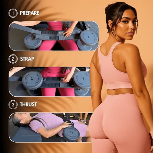 Hip Thrust Belt For Dumbbells Heavy, Kettlebells, Plates, Hip Thrust Band for Women/Men, Double Hook & Loop Booty Builder, Glute Workout Equipment for All Shapes, Use at Home/Gym - Image 5