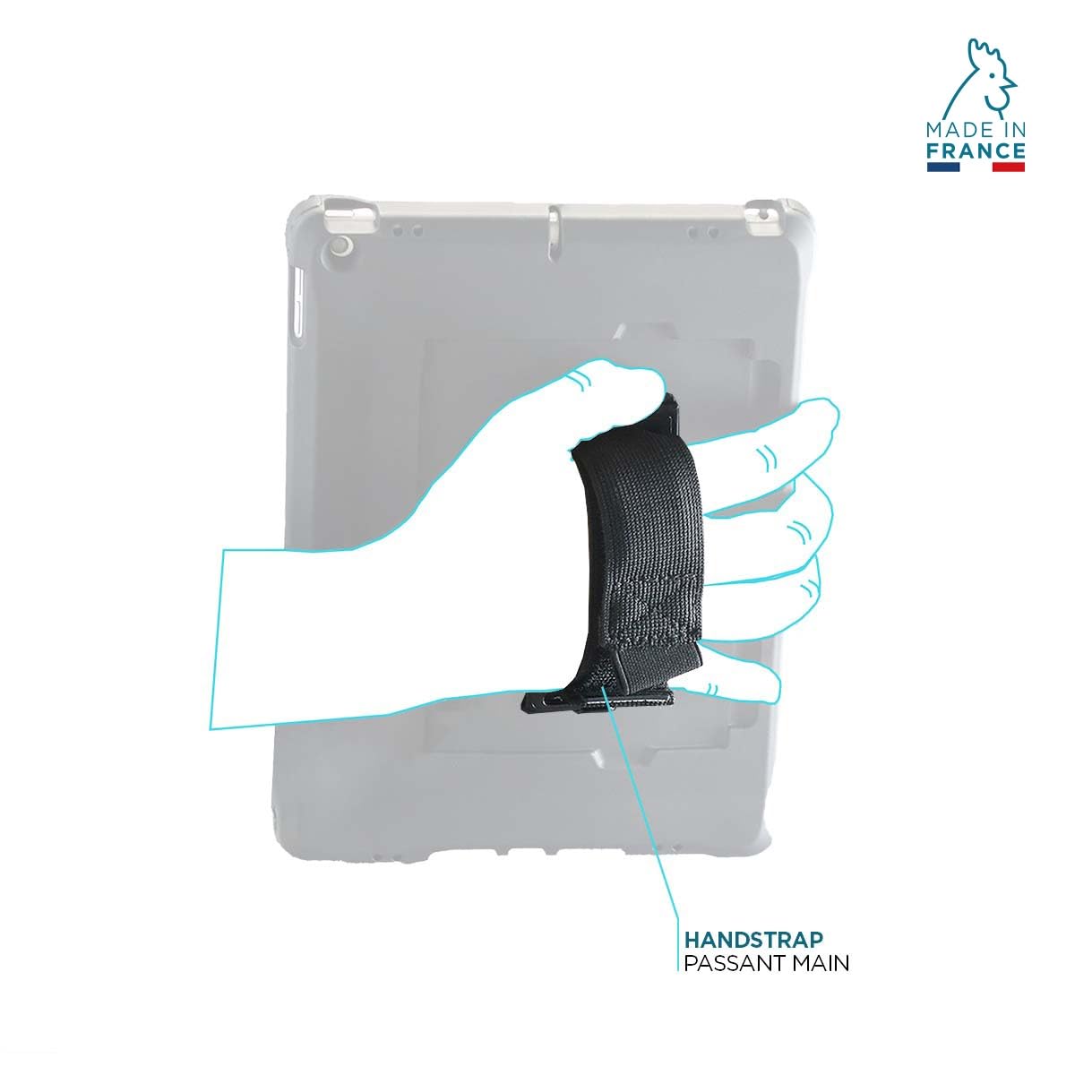 Mobilis Soporte Universal Giratorio para Tableta y iPad, Correa de Mano/Empuñadura de Agarre Ajustable, Rotación de 360°, Soporte para Lápiz, Tablet Grip, Negro