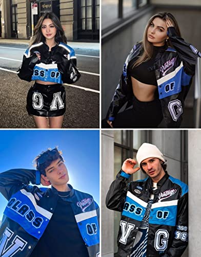 Aelfric Eden "Vg Detachable Pu Racing Jacket Y2K Graphic Vintage Oversized Unisex Pu Jackets #TOP1