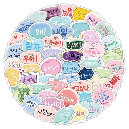 50 PCS Korean Greeting Stickers, Waterproof Vinyl...