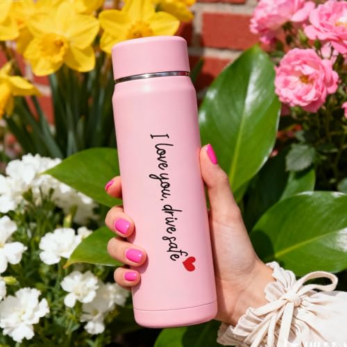 Image of 6pcs I Love You Drive Safe Rearview Mirror Decal, Cute Drive Safe Sticker for Women Rear View Mirror Sticker Vinyl Car Vanity Decoration (Black, White and Pink)
