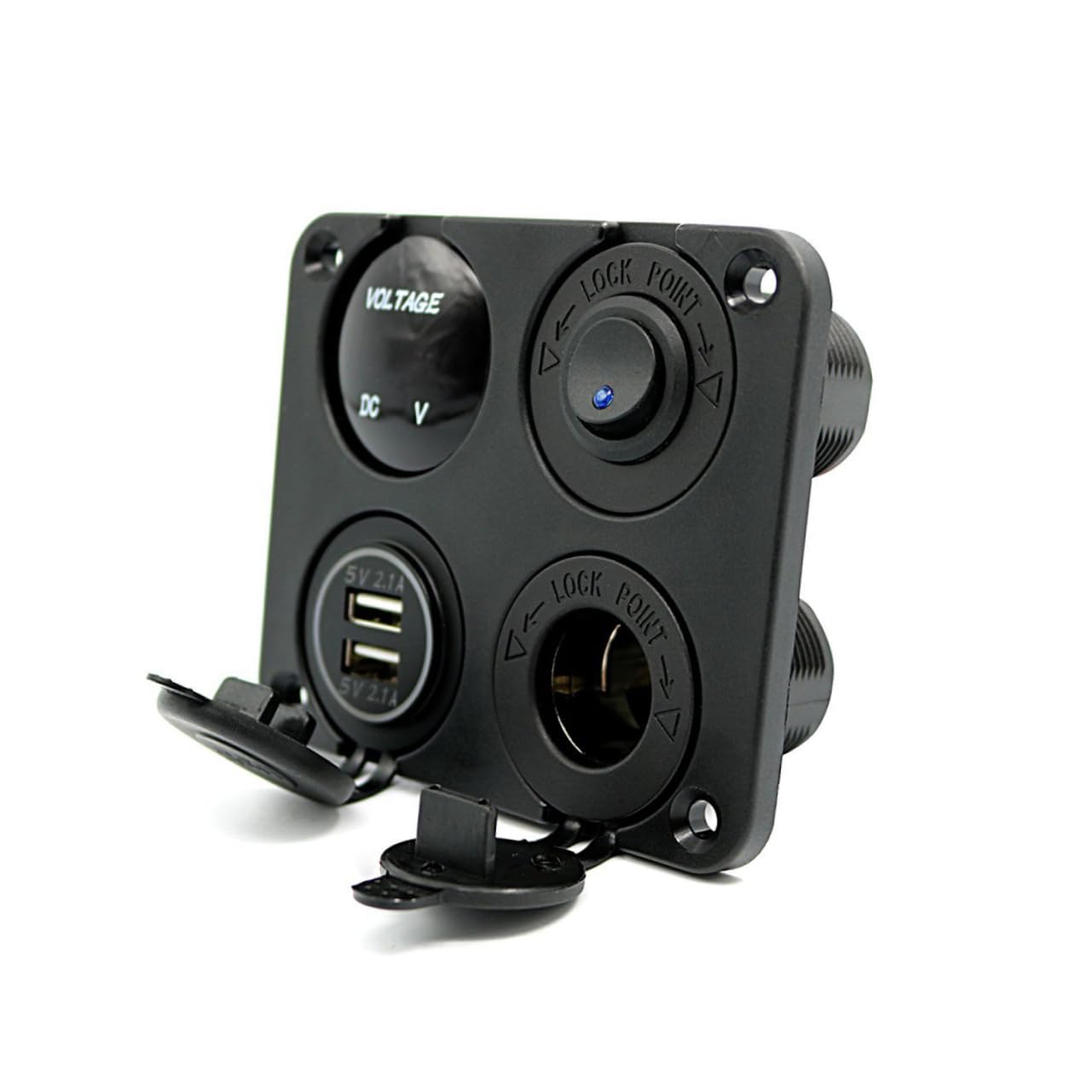 UPKOCH 3 Pezzi 4 1 Pannello Presa Caricabatteria Auto Usb Doppio 4 Funzione Led Voltmetro 12-24v Presa Voltmetro Usb Facile Da Installare Per Camper Camion