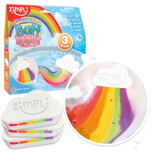 3 x Große Wolke Regenbogen Badekugeln von Zimpli Kids, Spezialeffekt...